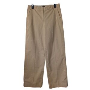 J. Crew‎ Sydney Wide Leg Chino Pants With Rhinestones Size 6 Khaki NWT BV151